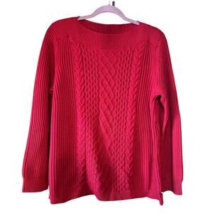 Tommy Hilfiger Women's Cable Knit Boat Neck Sweater - Large